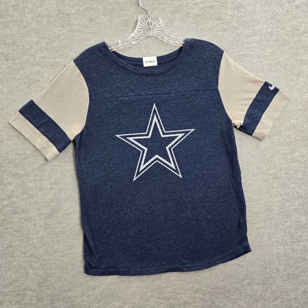Dallas Cowboys Women Top Medium Blue Shirt Logo Nike Short Sleeve Crew Neck